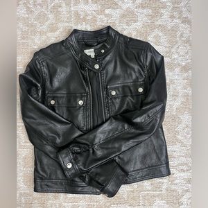 Black cropped leather jacket